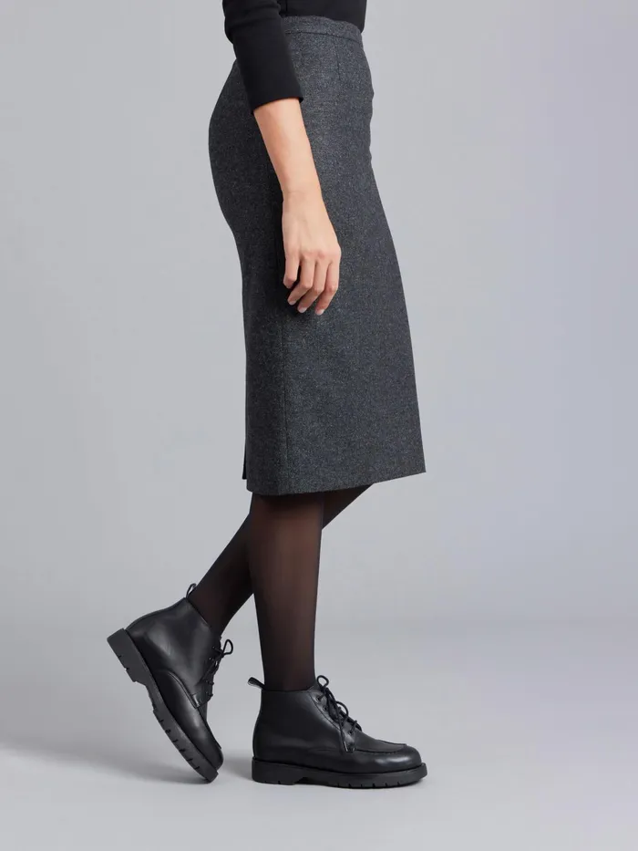 Women Agns B Skirts and Shorts Grey Tweed Woolen Fanny Pencil Skirt