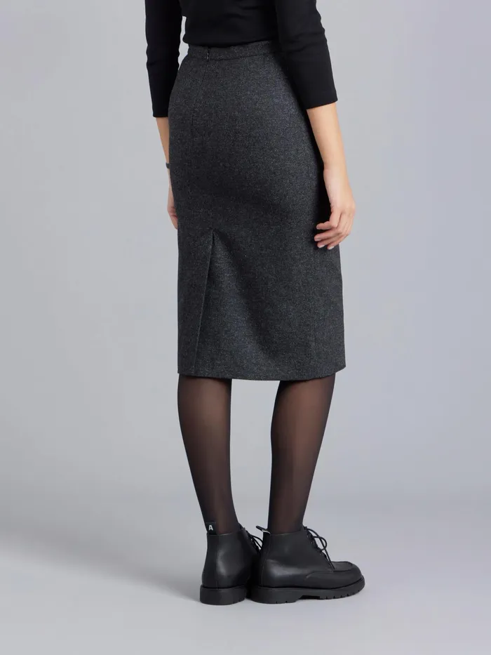 Women Agns B Skirts and Shorts Grey Tweed Woolen Fanny Pencil Skirt