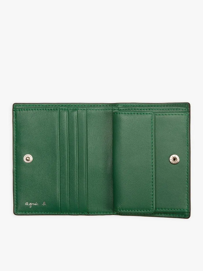 Women Agns B Small Leather Goods Black Folding Leather Wallet With Press Stud Closure