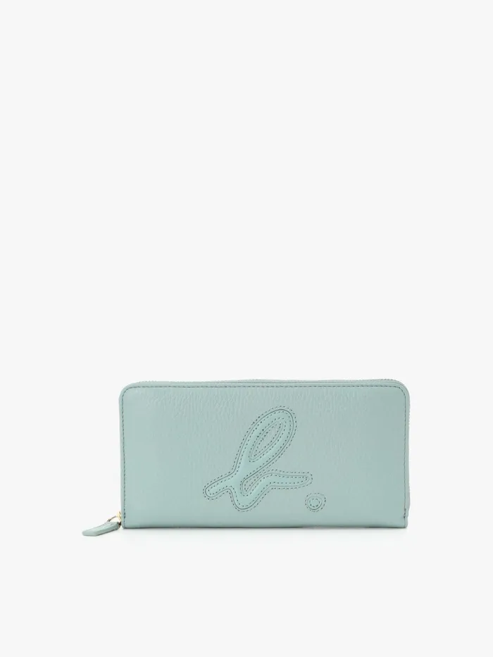 Women Agns B Small Leather Goods Blue Smooth Leather 034b034 Logo Wallet