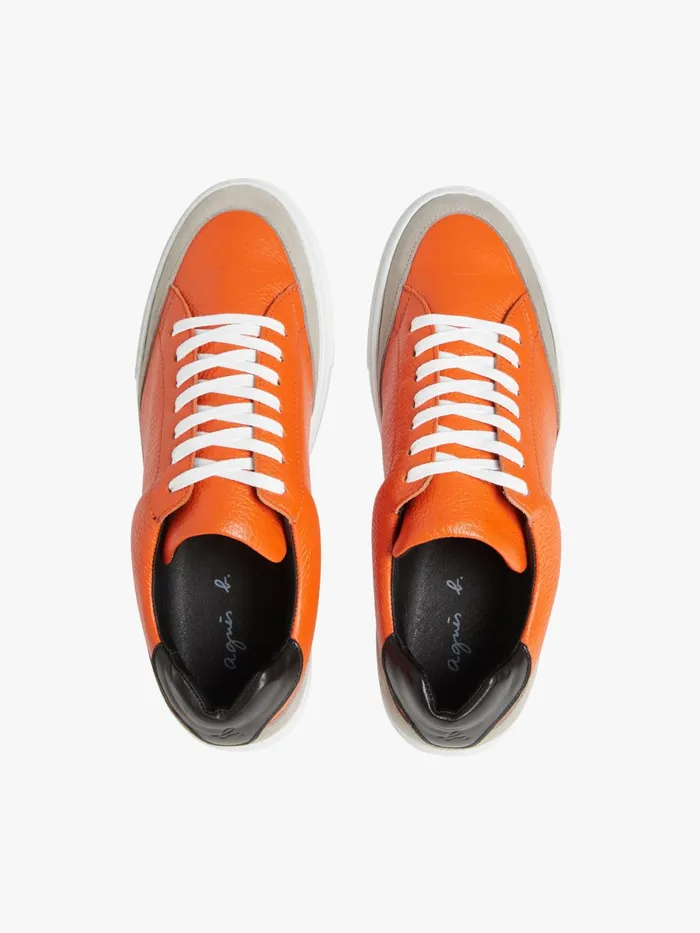 Women Agns B Sneakers Orange Leather Charlie Trainers