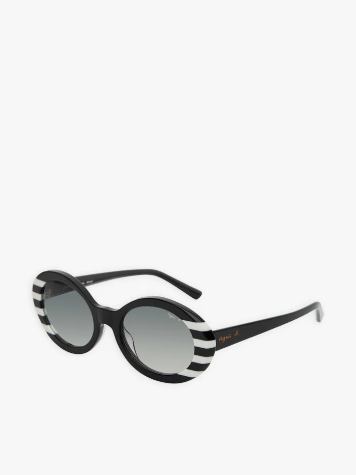 Women Agns B Sunglasses Black And White Romy Striped Sunglasses