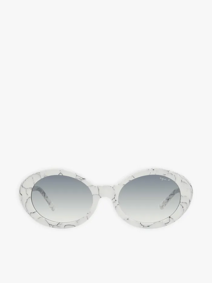 Women Agns B Sunglasses White Romy Marble Sunglasses
