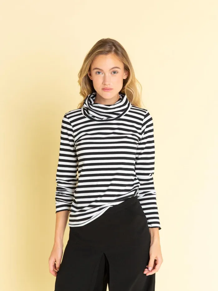 Women Agns B Tshirts and Tank Tops Black and White Striped Transformable Tshirt