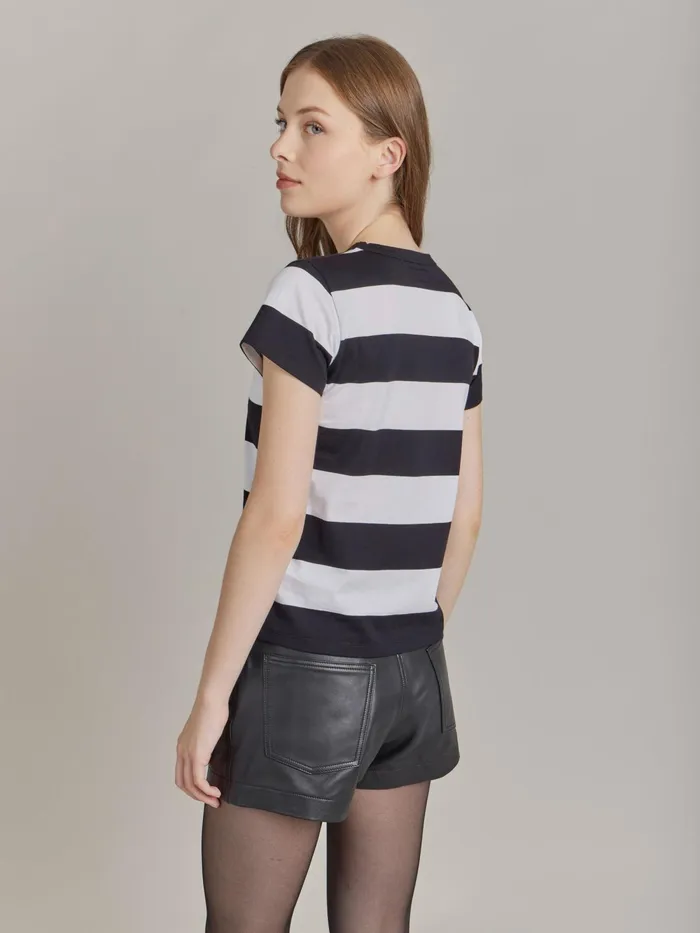 Women Agns B Tshirts and Tank Tops Black And White Striped Cotton Jersey Brando Tshirt