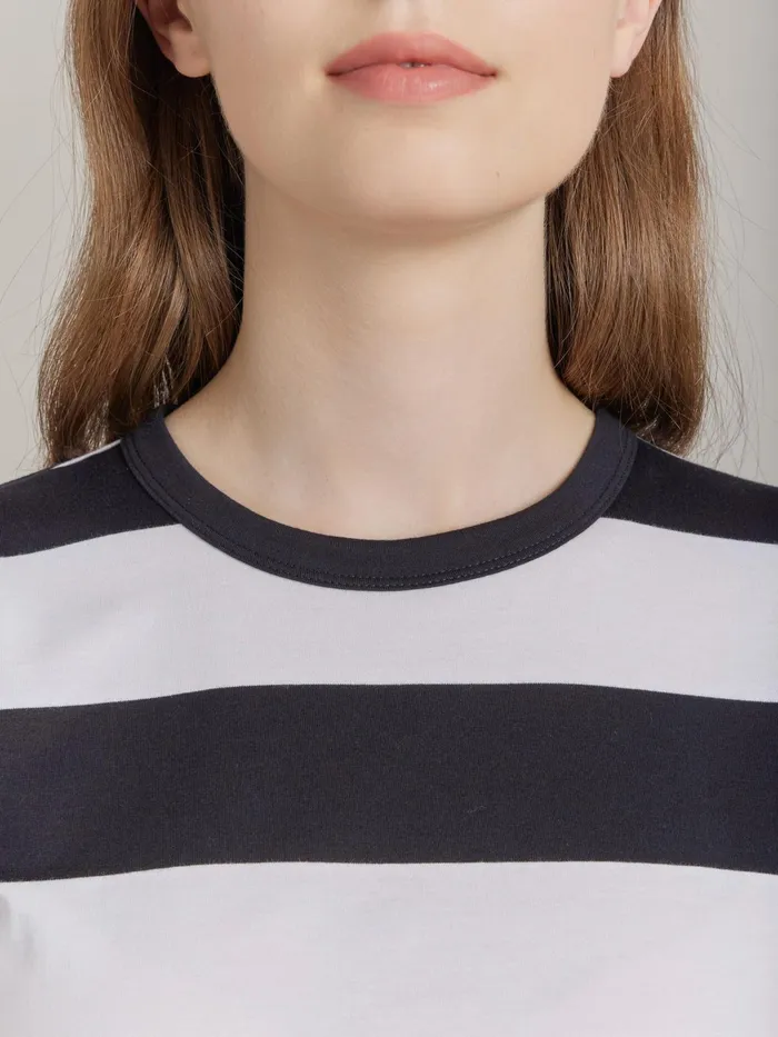 Women Agns B Tshirts and Tank Tops Black And White Striped Cotton Jersey Brando Tshirt