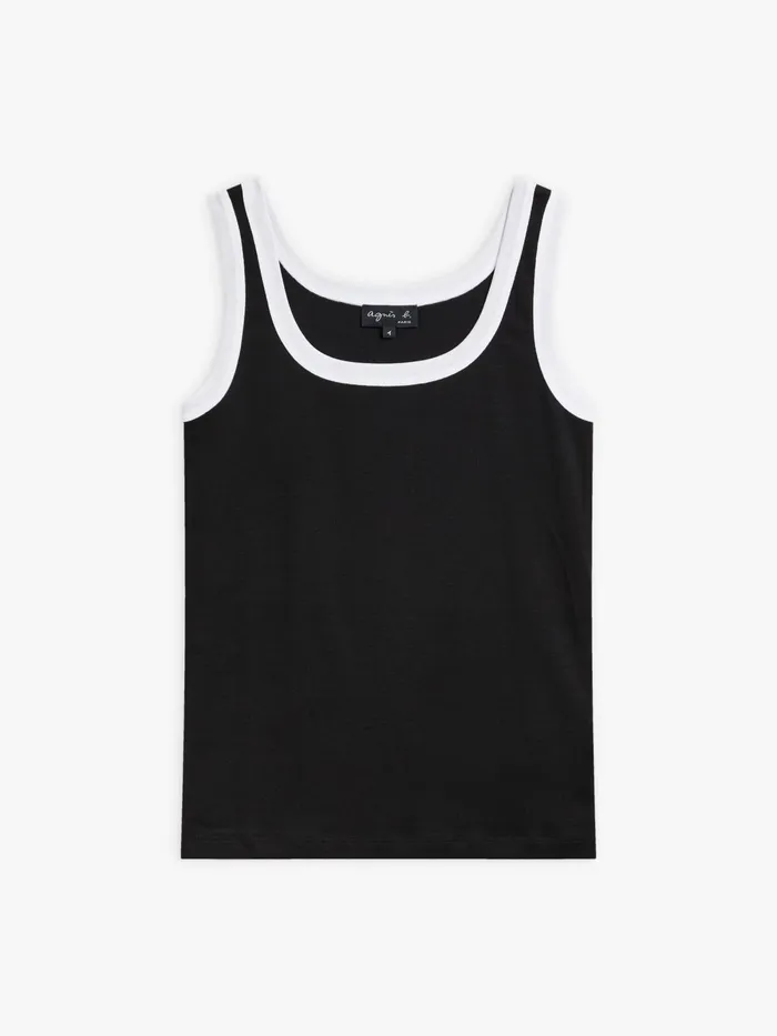 Women Agns B Tshirts and Tank Tops Black Cotton 12151 Ribbed Gaston Tank Top