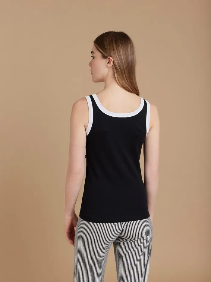 Women Agns B Tshirts and Tank Tops Black Cotton 12151 Ribbed Gaston Tank Top