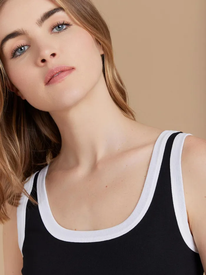 Women Agns B Tshirts and Tank Tops Black Cotton 12151 Ribbed Gaston Tank Top