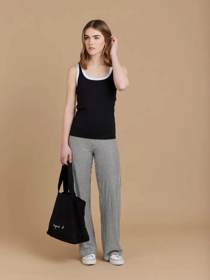 Women Agns B Tshirts and Tank Tops Black Cotton 12151 Ribbed Gaston Tank Top