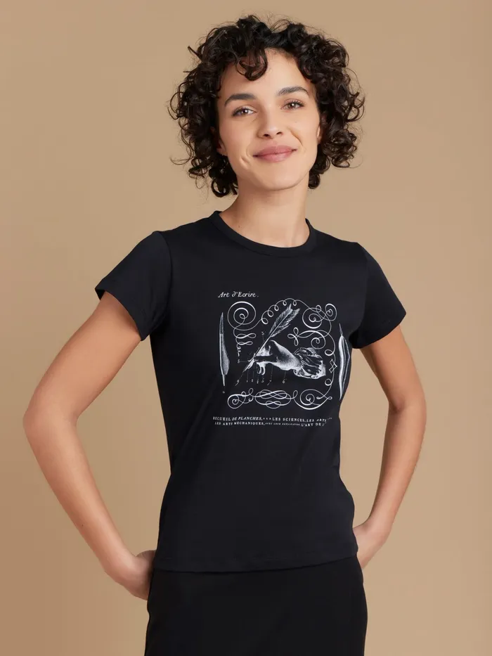 Women Agns B Tshirts and Tank Tops Black Cotton Encyclopdie Screenprint Brando Tshirt
