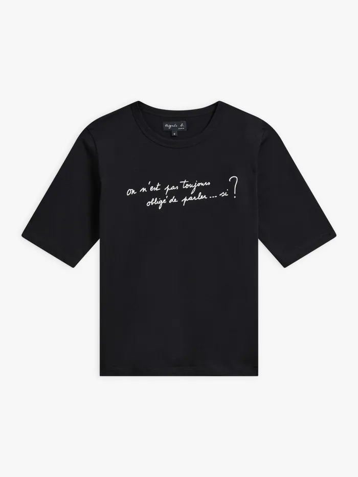 Women Agns B Tshirts and Tank Tops Black Cotton Phrase Screenprint Brando Tshirt