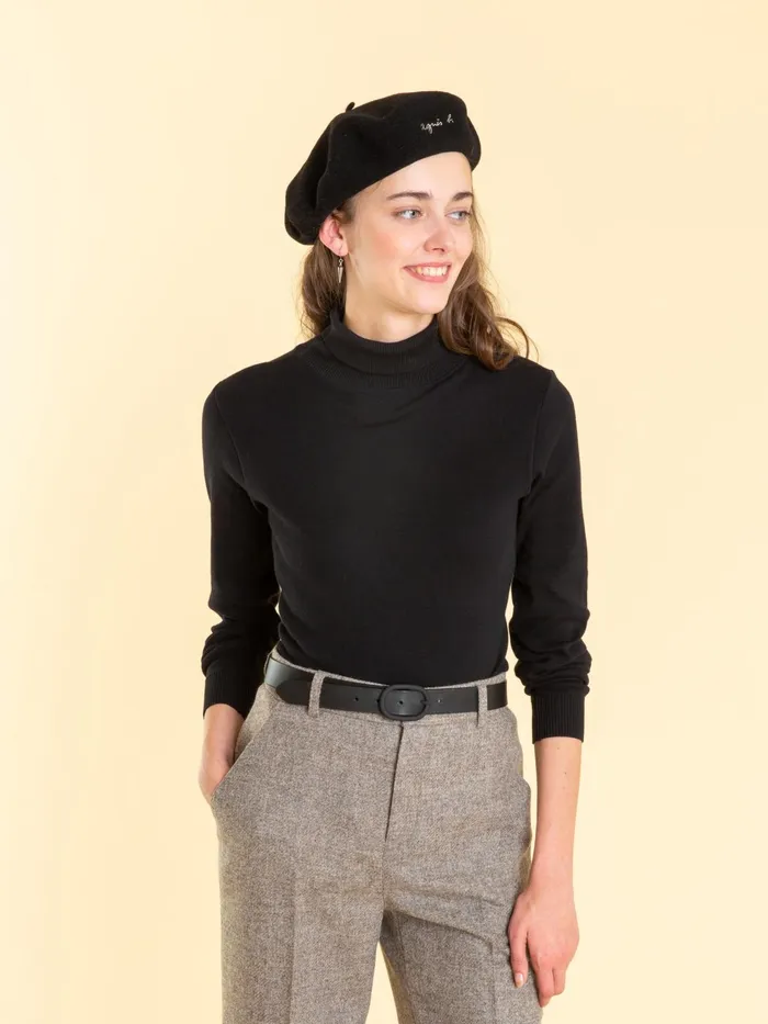 Women Agns B Tshirts and Tank Tops Black Turtleneck Eddy Jumper