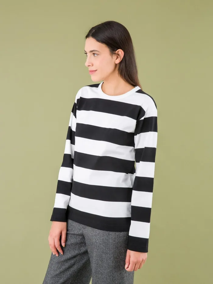 Women Agns B Tshirts and Tank Tops Black Wide Striped Cool Tshirt