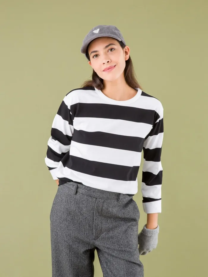 Women Agns B Tshirts and Tank Tops Black Wide Striped Cool Tshirt