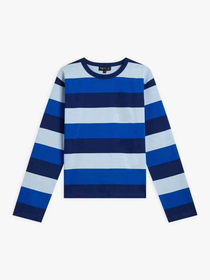Women Agns B Tshirts and Tank Tops Blue Cotton Jersey Striped Lil Cool Tshirt Women Agns B Tshirts and Tank Tops Blue Cotton Jersey Striped Lil Cool Tshirt