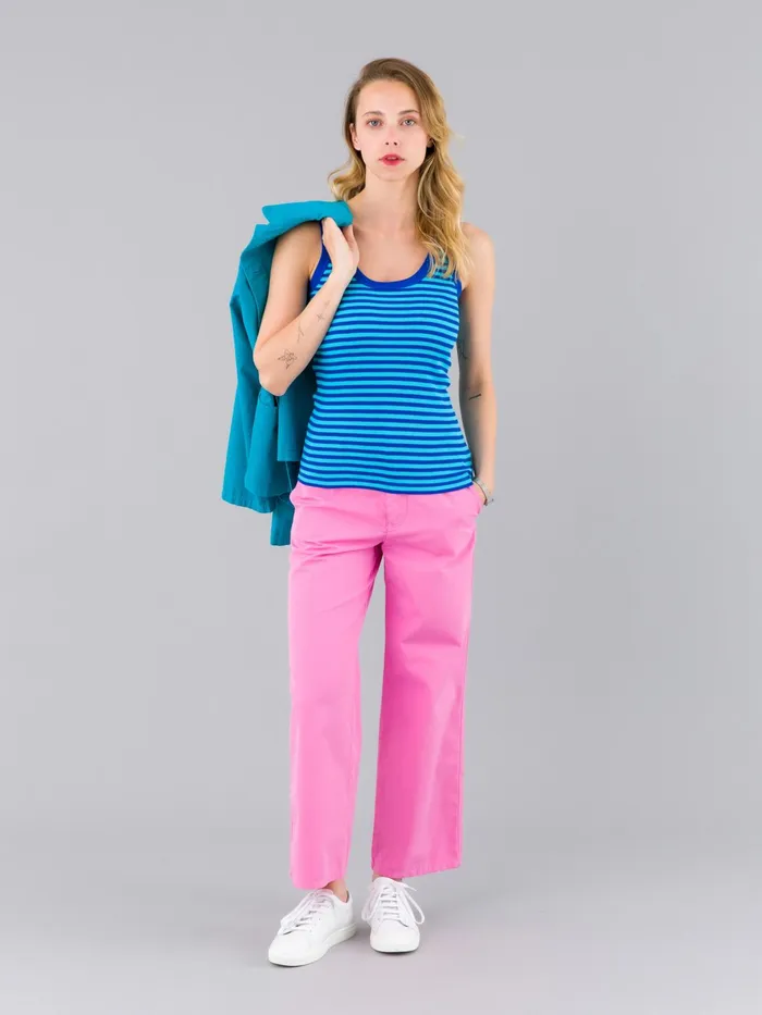 Women Agns B Tshirts and Tank Tops Blue Ribbed Cotton Jersey Iguane Top