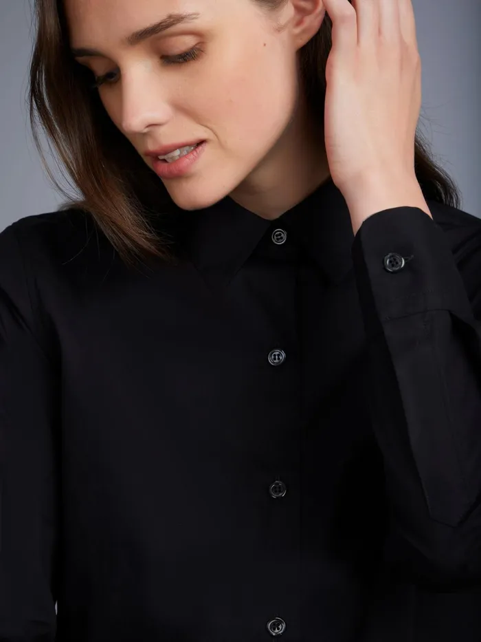 Women Agns B Tops and Shirts Black Cotton Jasmine Shirt
