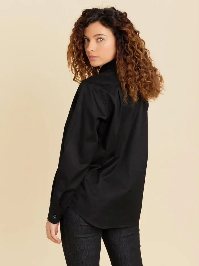 Women Agns B Tops and Shirts Black Cotton Twill Shirt
