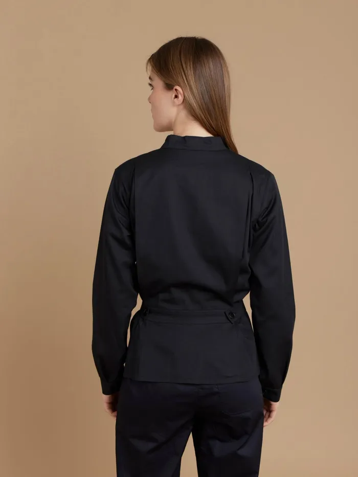 Women Agns B Tops and Shirts Black Cotton Zipup Working Shirt