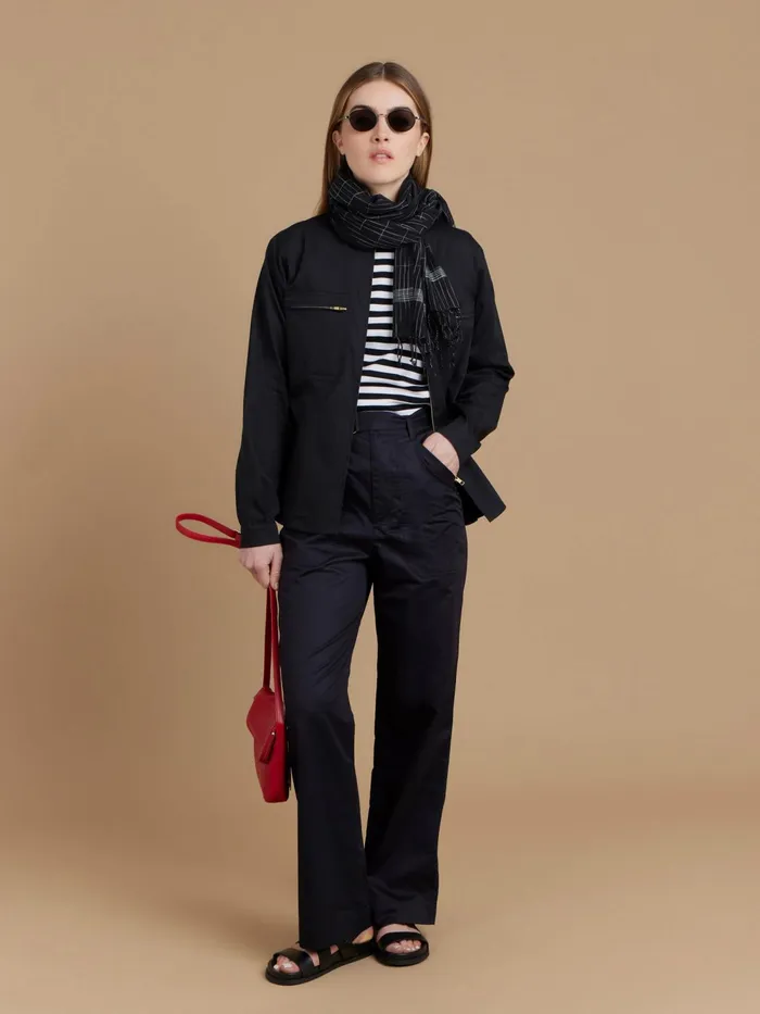 Women Agns B Tops and Shirts Black Cotton Zipup Working Shirt