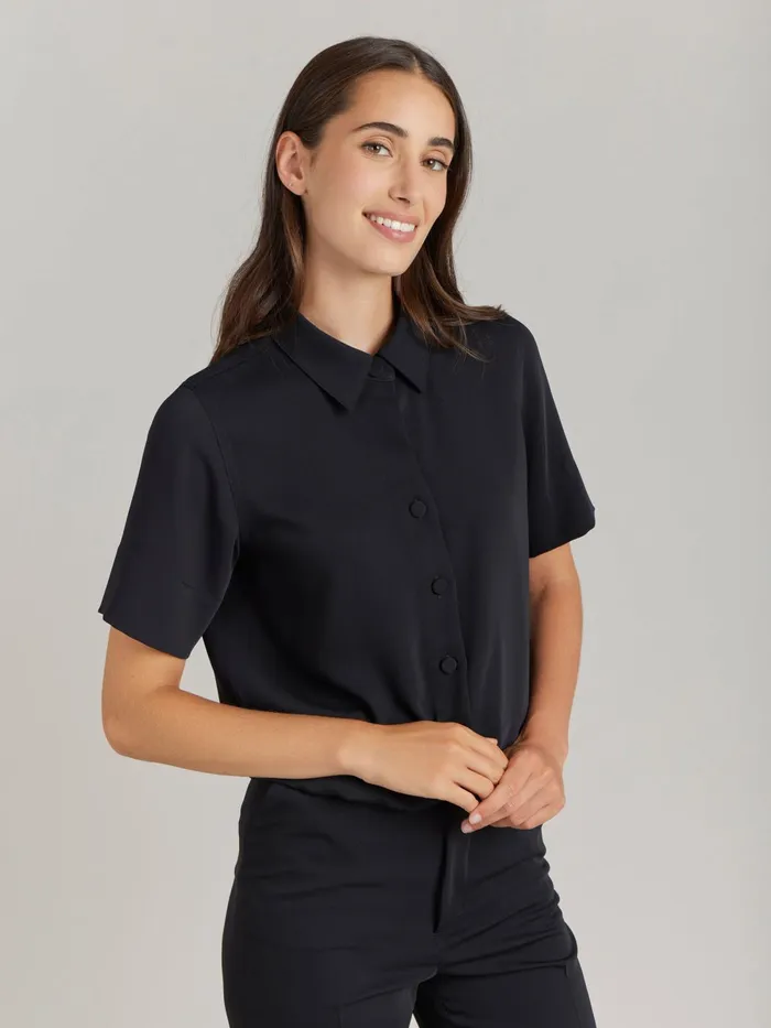 Women Agns B Tops and Shirts Black Polyester Crpe Candice Shirt