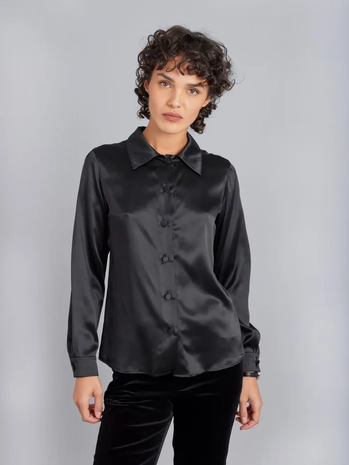 Women Agns B Tops and Shirts Black Silk Laureen Shirt