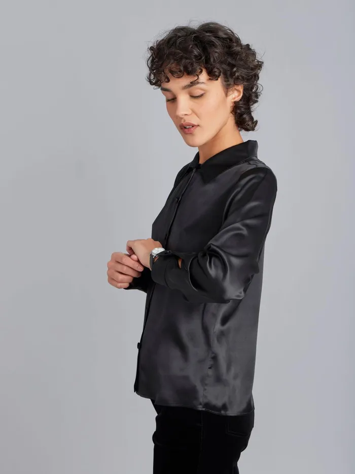 Women Agns B Tops and Shirts Black Silk Laureen Shirt