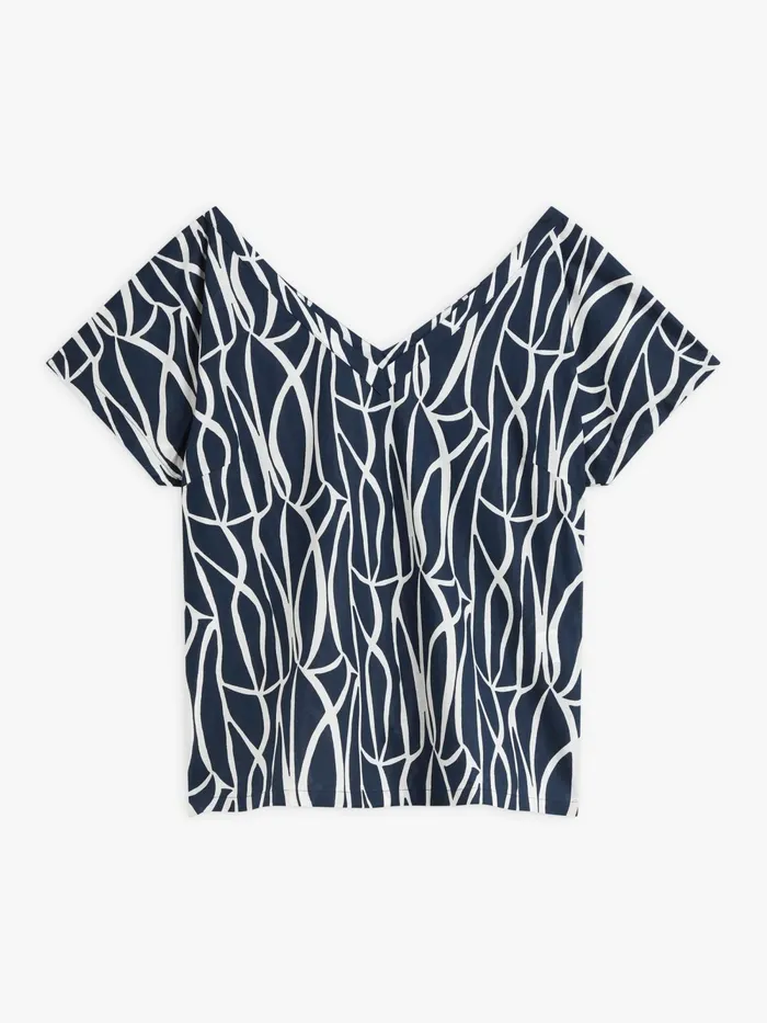 Women Agns B Tops and Shirts Blue Cotton Geometric Print Nami Top