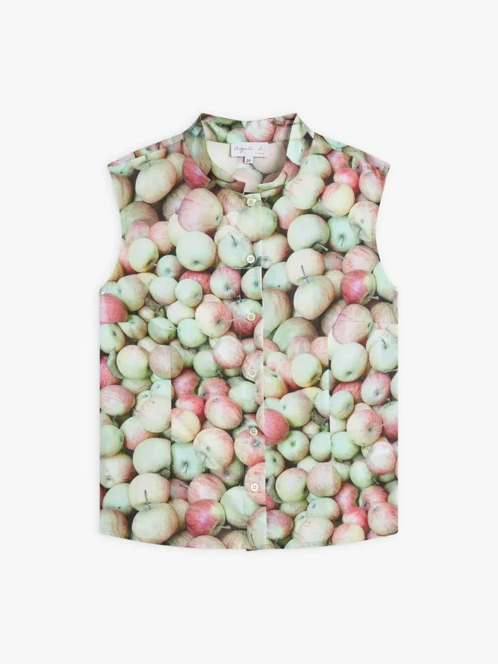 Women Agns B Tops and Shirts Cotton Apple Print Shirt