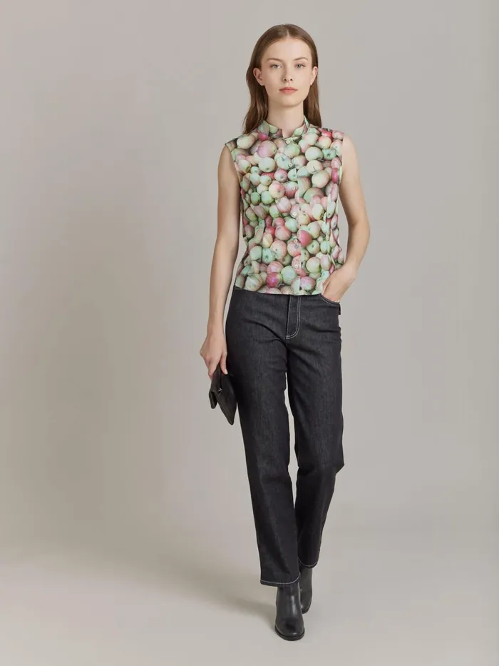 Women Agns B Tops and Shirts Cotton Apple Print Shirt