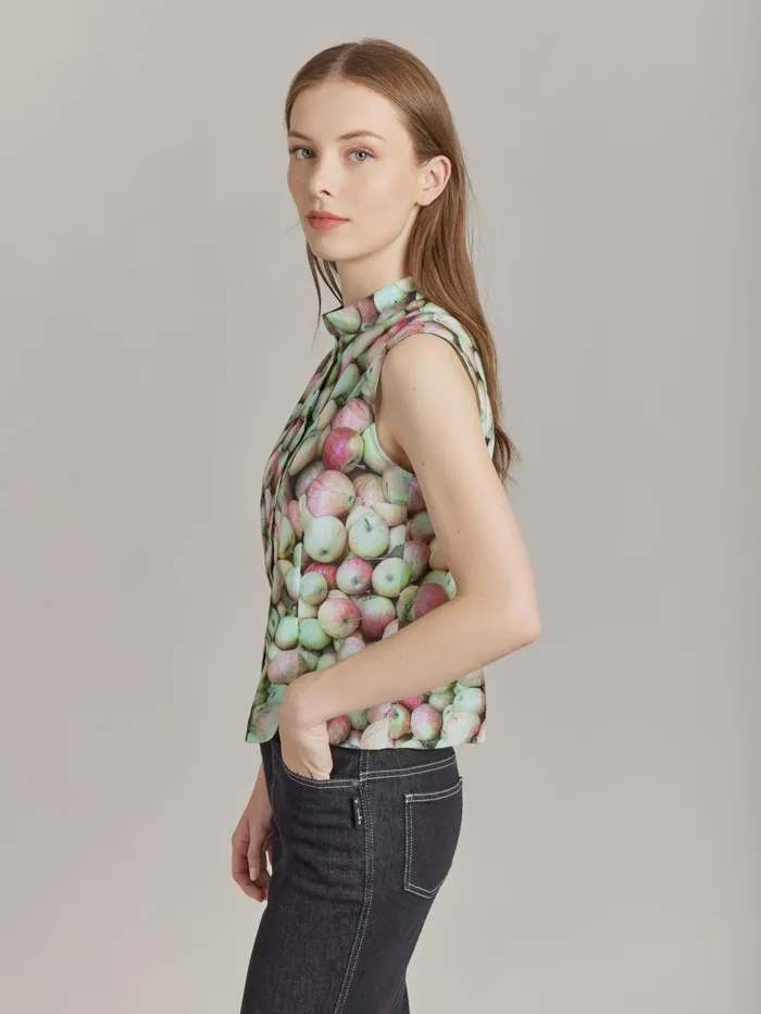 Women Agns B Tops and Shirts Cotton Apple Print Shirt