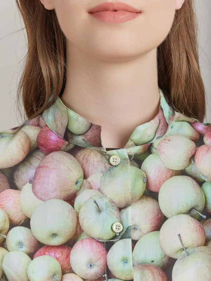Women Agns B Tops and Shirts Cotton Apple Print Shirt