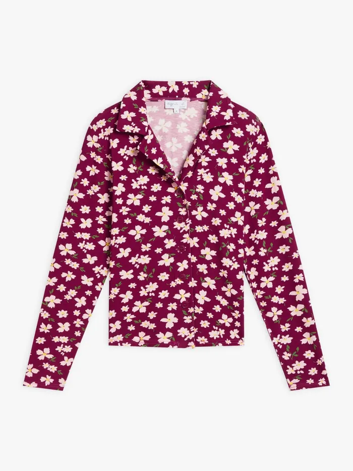Women Agns B Tops and Shirts Red Flower Print New Cubana Shirt