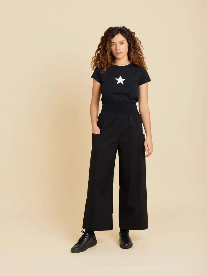 Women Agns B Trousers and Jeans Black Cotton Wide Matis Trouser