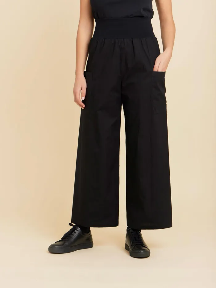 Women Agns B Trousers and Jeans Black Cotton Wide Matis Trouser