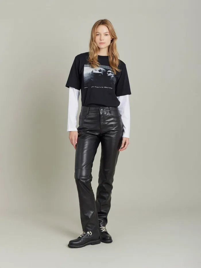 Women Agns B Trousers and Jeans Black Soft Leather Hina Pants