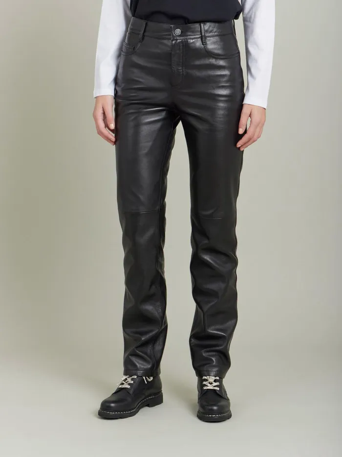 Women Agns B Trousers and Jeans Black Soft Leather Hina Pants