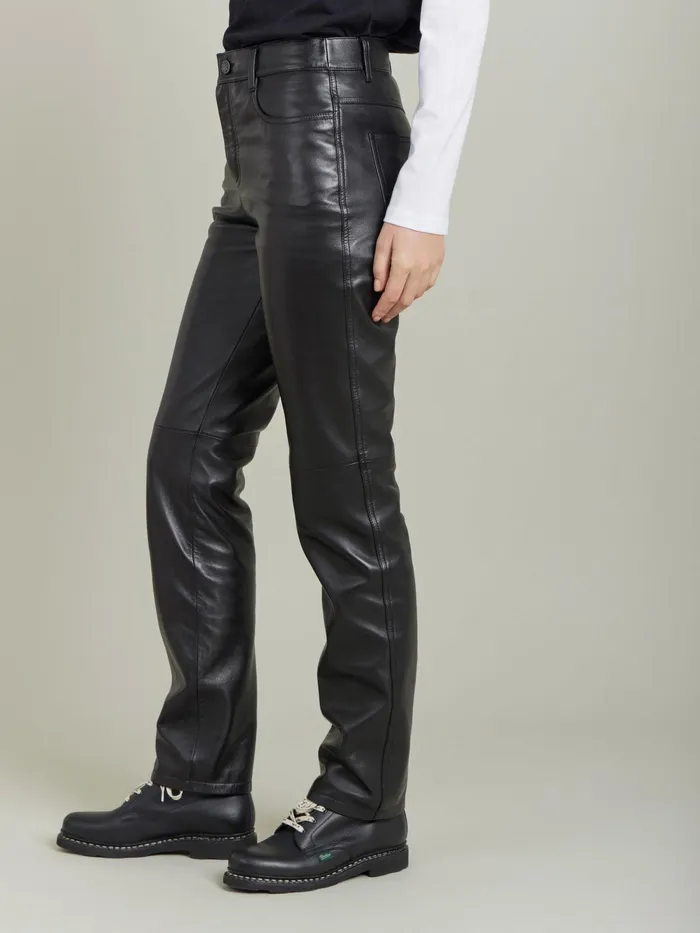 Women Agns B Trousers and Jeans Black Soft Leather Hina Pants