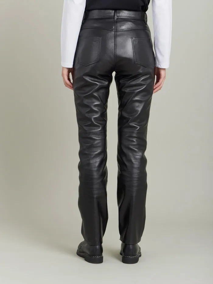 Women Agns B Trousers and Jeans Black Soft Leather Hina Pants