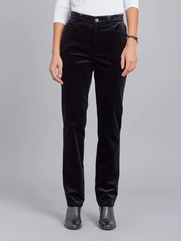 Women Agns B Trousers and Jeans Black Velvet Stretch Misfits Jeans