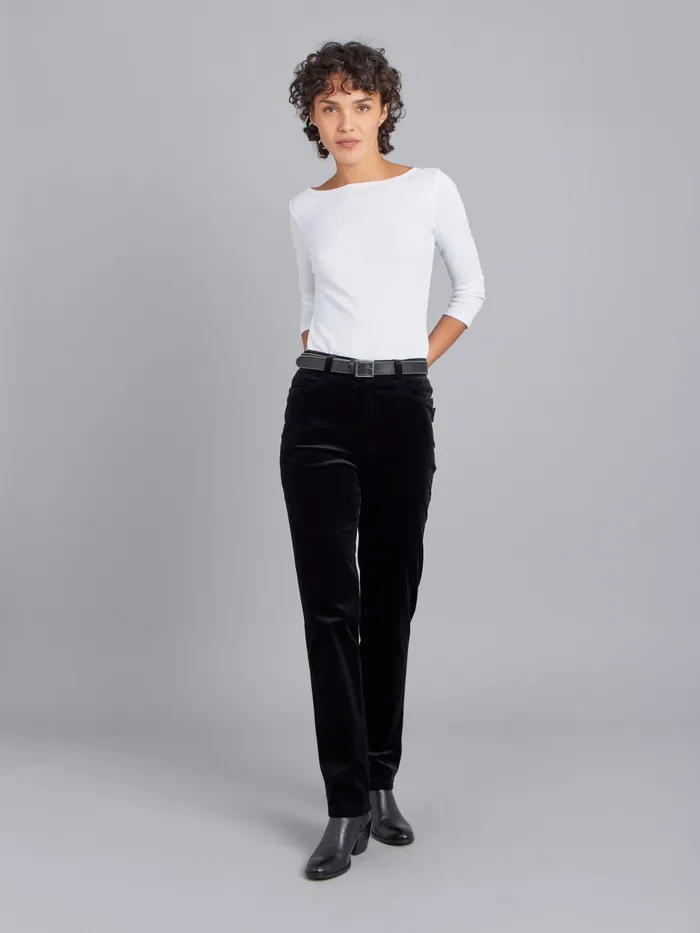 Women Agns B Trousers and Jeans Black Velvet Stretch Misfits Jeans