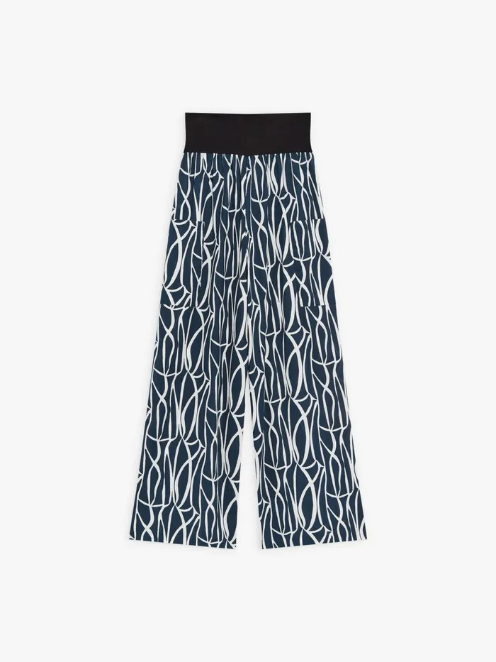 Women Agns B Trousers and Jeans Blue Cotton Geometric Print Short Matis Trousers