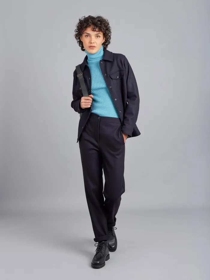Women Agns B Trousers and Jeans Blue Wool Senso Trousers
