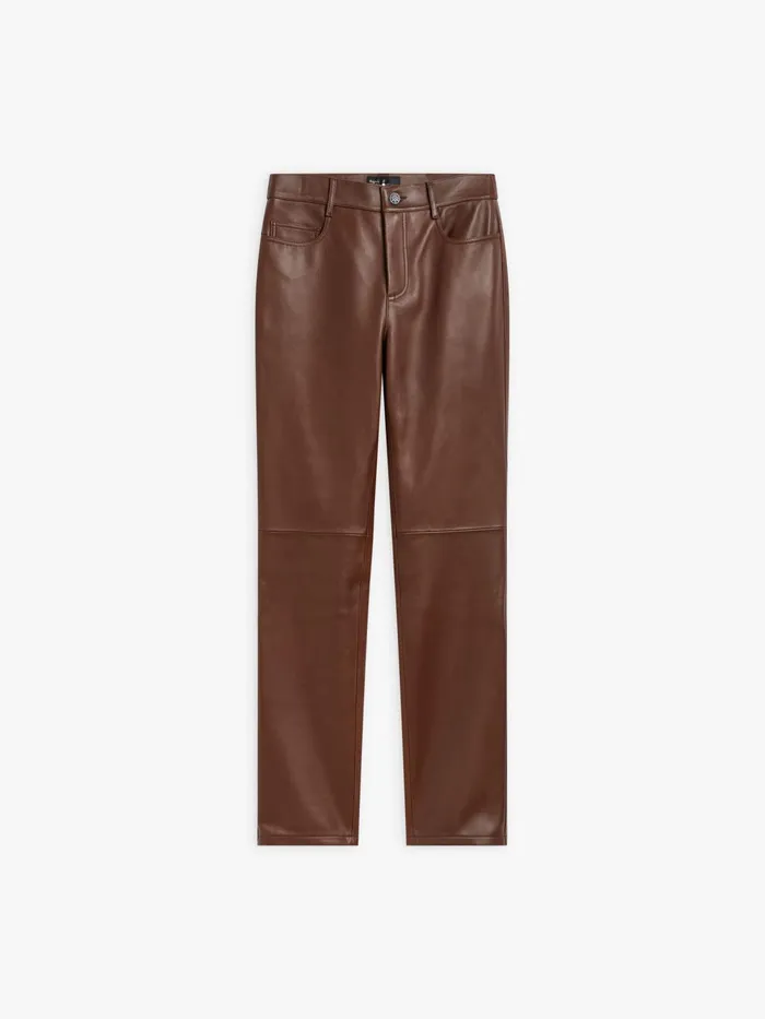 Women Agns B Trousers and Jeans Brown Soft Lambskin Hina Trousers