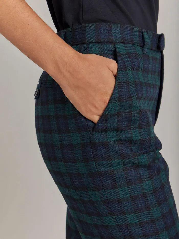 Women Agns B Trousers and Jeans Green Wool Checked Fergie Trousers