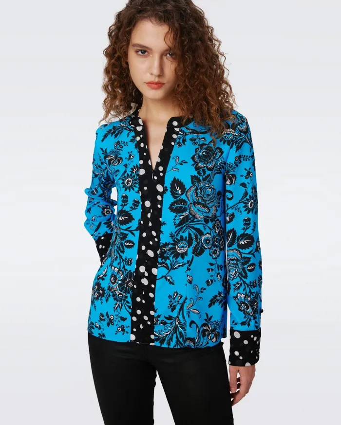 Women Albie Top Night Vine Blue And Tiny Gig Tile DVF Tops