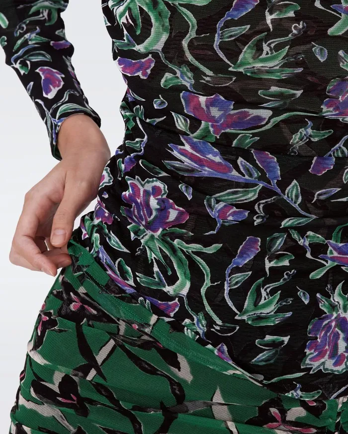 Women Ali Reversible Mesh Top Tulip Fields Violet And Clover Twigs Green DVF Tops