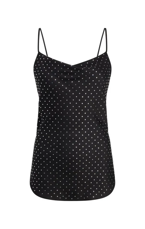 Women Allover Heatset Marta Cami Black Cinq Sept Tank Tops and Camisoles