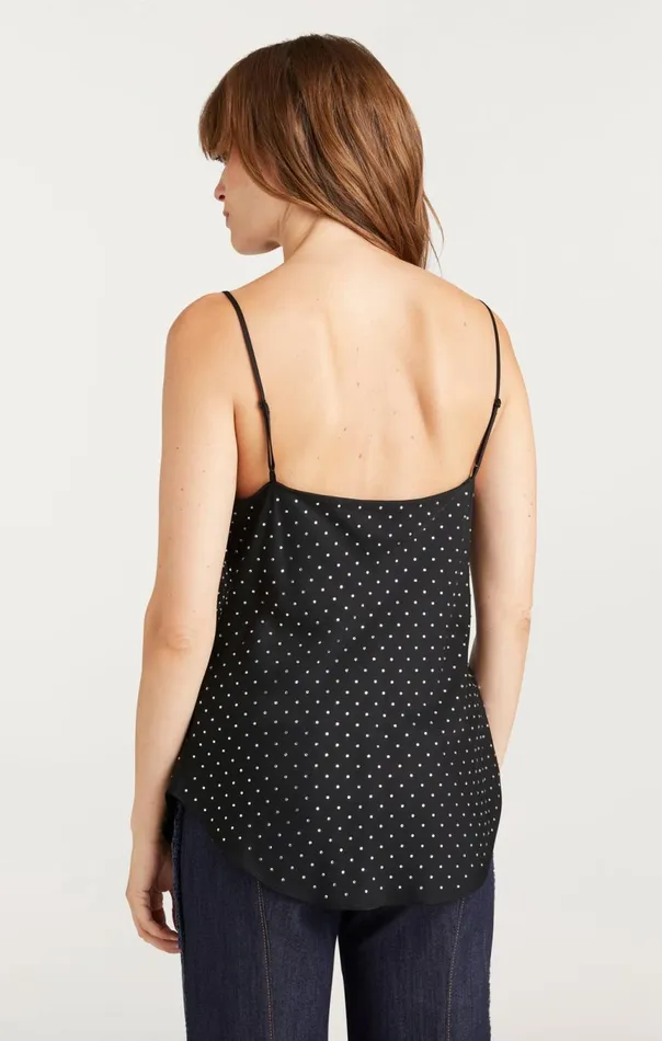 Women Allover Heatset Marta Cami Black Cinq Sept Tank Tops and Camisoles